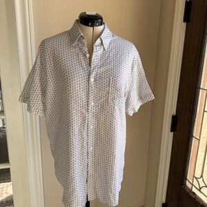 Rails men’s short sleeve linen/rayon shirt, white w/ blue floral, size L, NWT